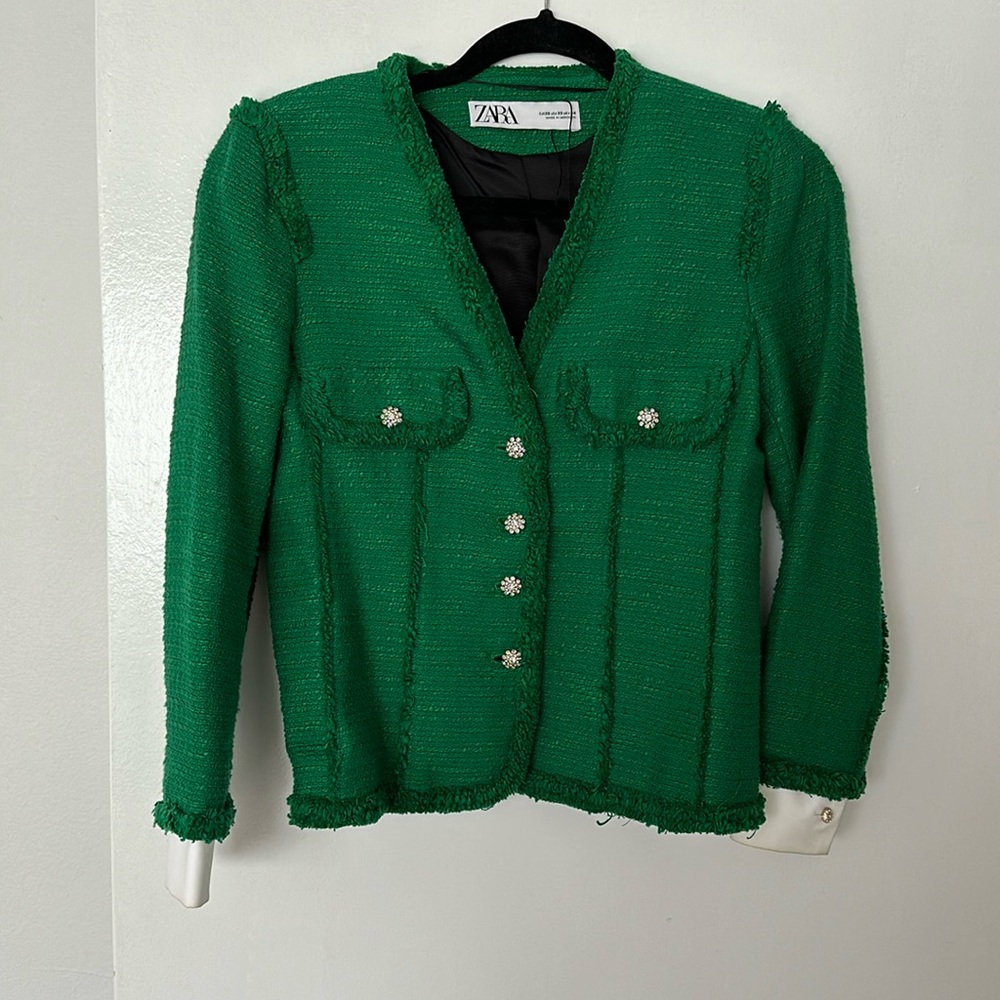 Zara green blazer coat